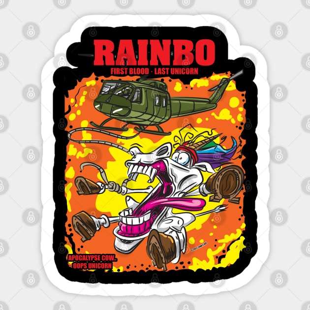 Rainbo First Blood Last Unicorn Sticker by eShirtLabs